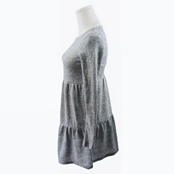 NWT Love, Fire Heather Gray Long Sleeve Tiered Babydoll Mini Dress XS - Picture 3 of 4